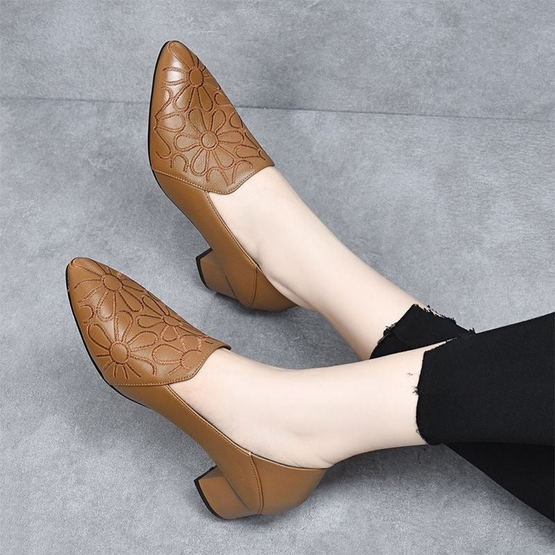 Broderyn | Elegant Floral Embossed Pumps