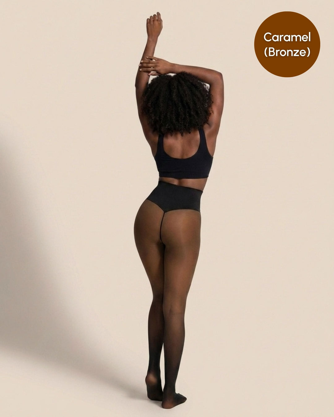 Sheer Illusion Fleece-Lined Tights in Caramel (Bronze)