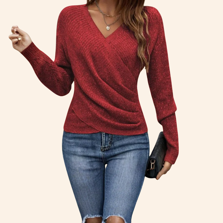 Seravielle | Elegant Wrap V-neck Top