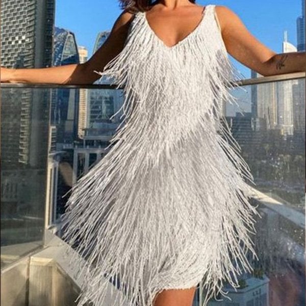 Fringella | Elegant Fringe Party Dress