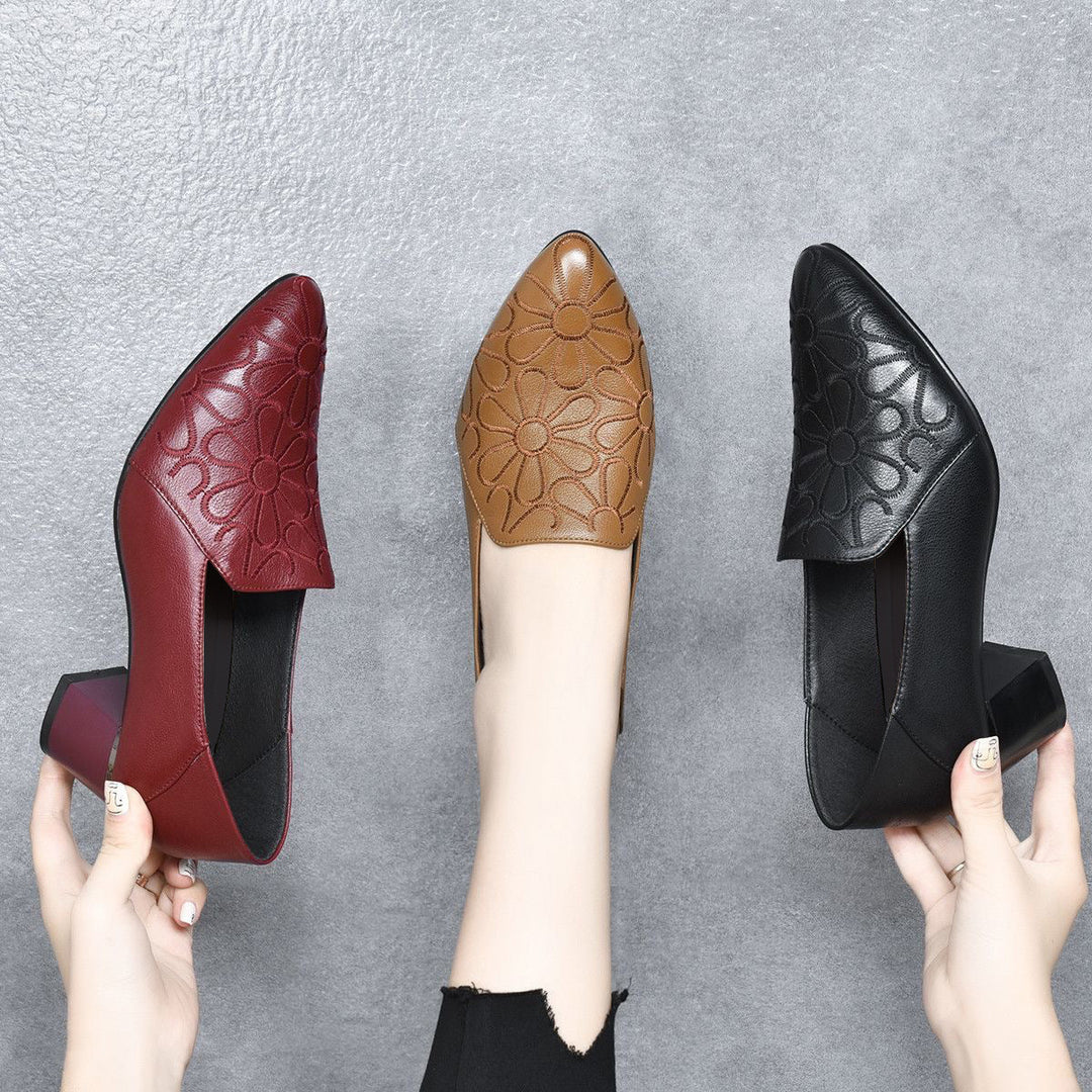 Broderyn | Elegant Floral Embossed Pumps